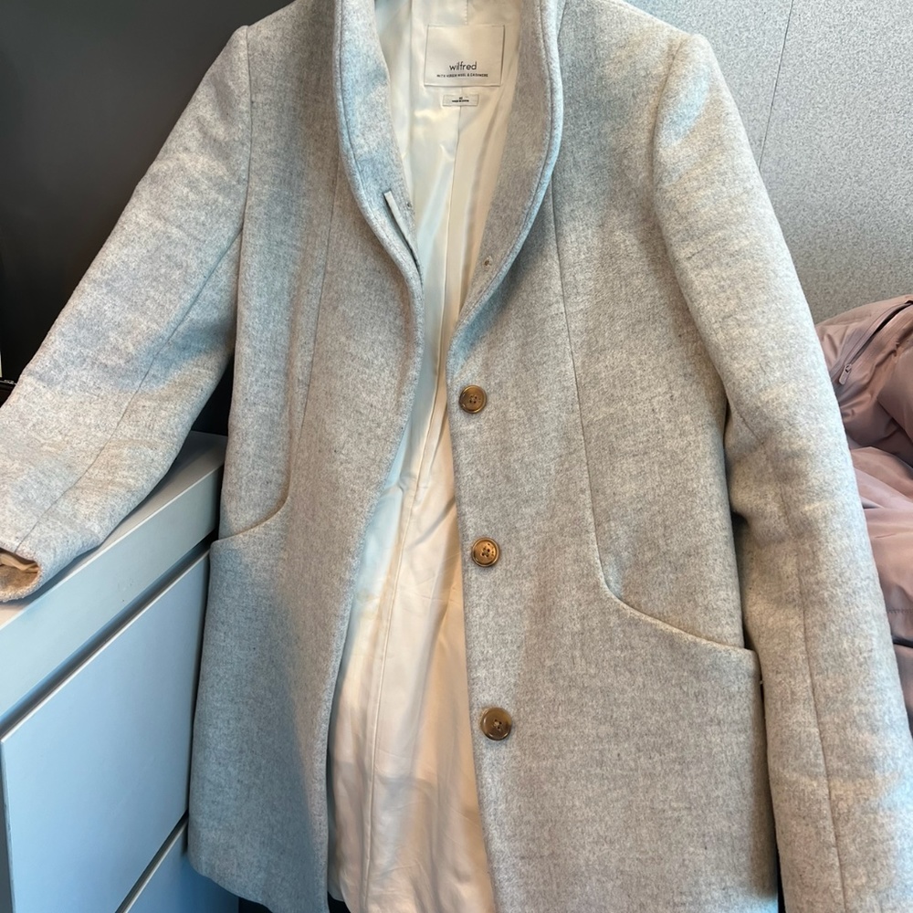 Aritzia Wilfred Grey Wool Coat